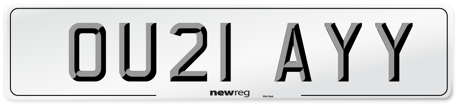 OU21 AYY Number Plate from New Reg